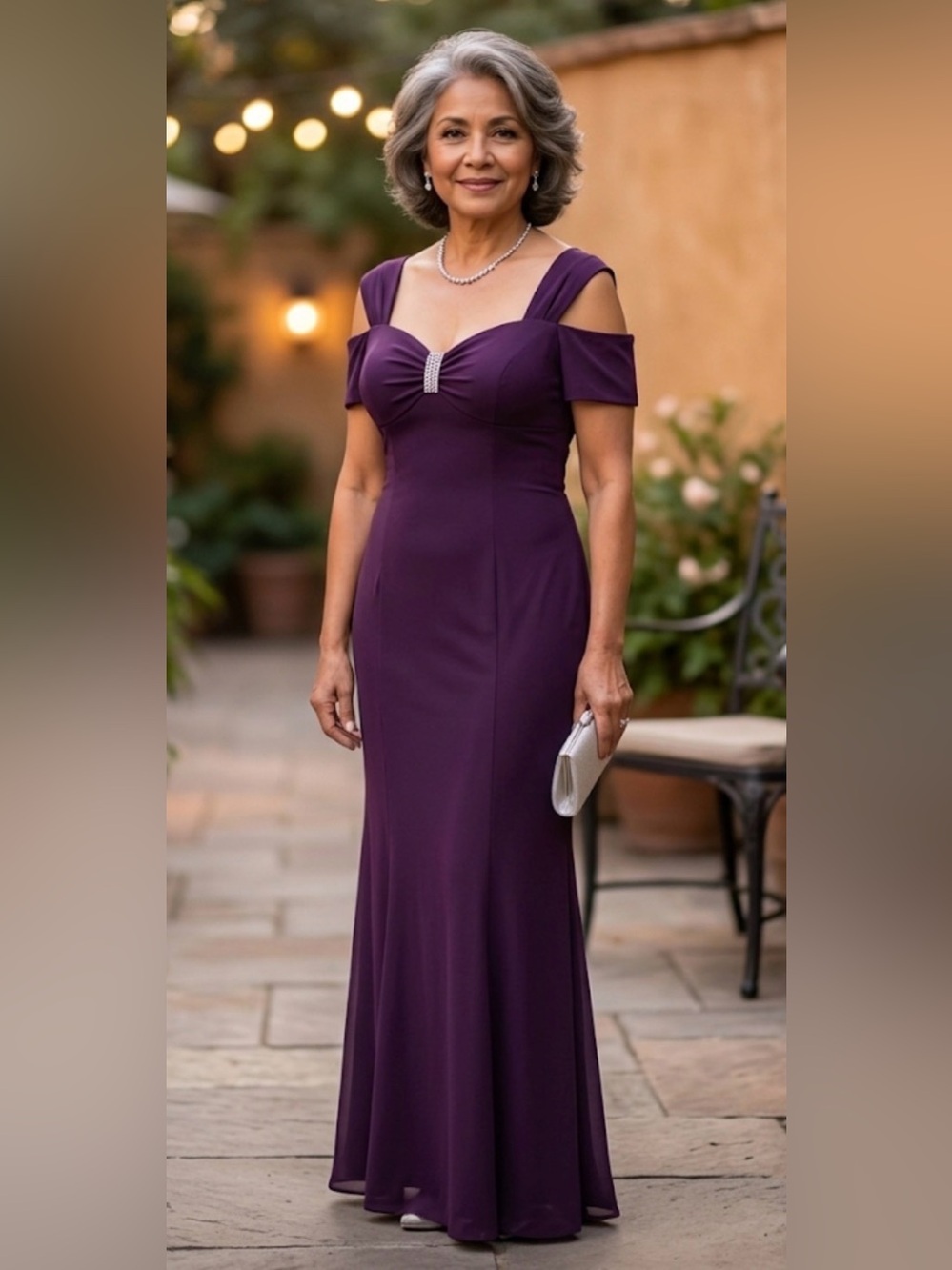 Azazie Elegant Purple Off Shoulder Evening Gown Maxi Formal Dress Wedding Guest”